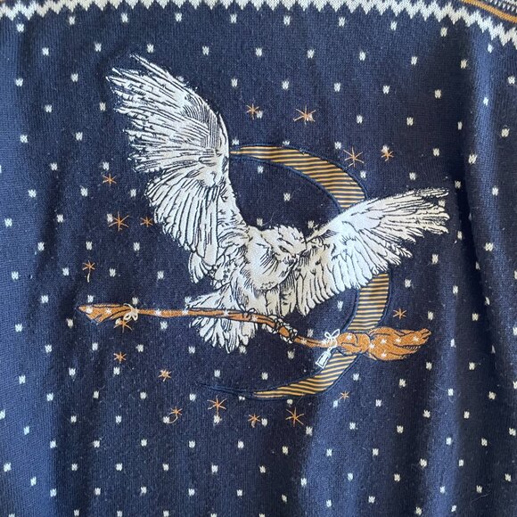 Navy Blue and Cream Sweater with Owl Design - Picture 3 of 6